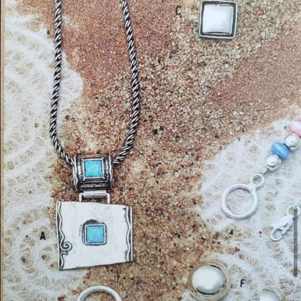 Rare Vintage Silpada Sterling Silver Faux Blue Opal Pendant Necklace N0951 - Picture 11 of 11